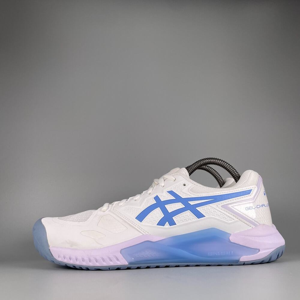 ASICS GEL-Challenger 13 Women's 9.5 White Blue Athletic Shoes Tennis Sneaker EUC